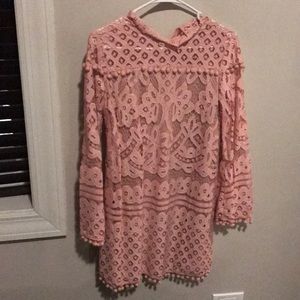 Pink Cocktail Dress with Pom-poms